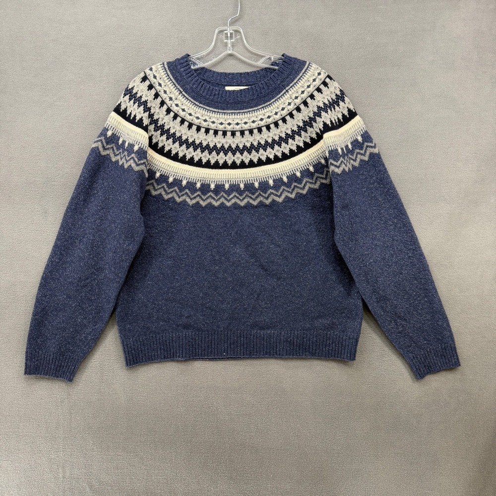 Weatherproof Vintage Womens Blue Fair Isle Crew Neck Pullover Sweater Medium